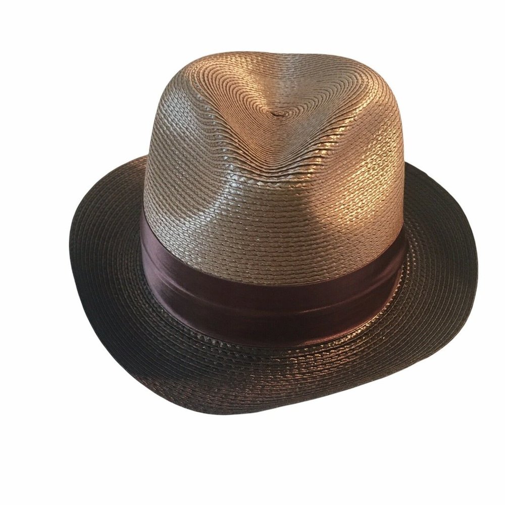 Dobbs Fifth Avenue Mens Fedora Hat Woven Brown - Picture 2 of 7